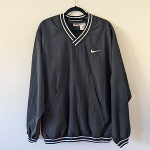 Vintage Nike Black Golf V-Neck Pullover Windbreaker Jacket Mens Large